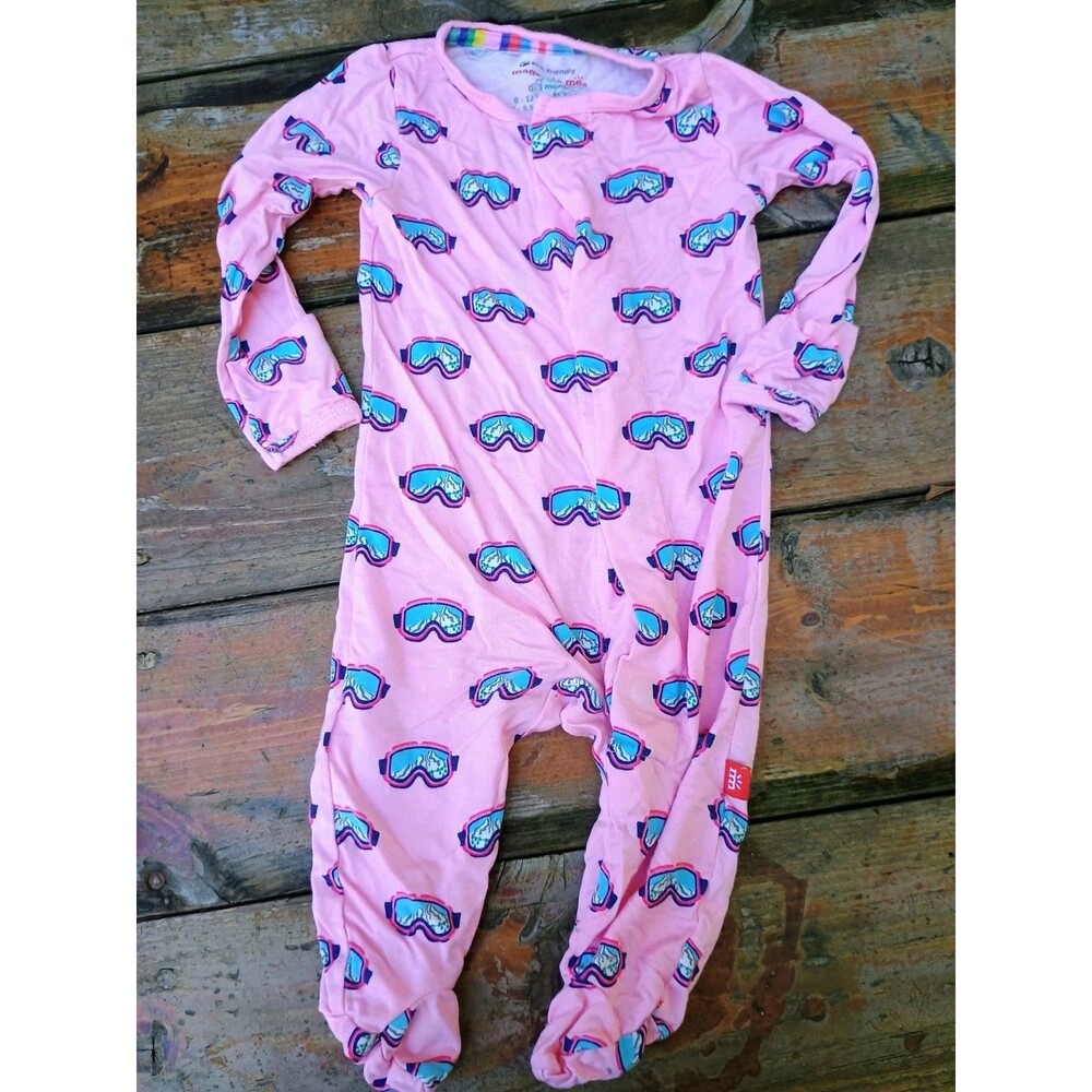 Magnetic Me Pink Powder Ski Mountains Coverall Pajamas 0-3 Months Sleep